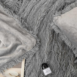 70 x 150 Italian Fur Yeti Grey Blanket