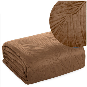 Bedspread 170 x 210 Quilted Velvet Luiz4 Brick