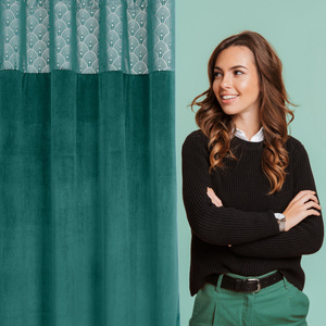 Curtain 140 x 250 Decorative Drawstring Agnes Turquoise