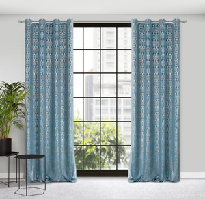 Ready-made Curtain 140 x 250 Laura Drawstring Blue+Gold