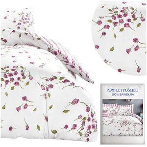 Cotton Satin Bedding in Flowers White A844 200x220NP 3 parts