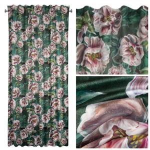 Curtain 140 x 270 Decorative Velvet Palmera Green