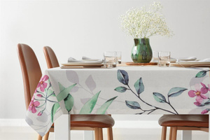 Tablecloth 140 x 280 Decorative Natu7 White+Pink