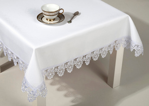 Stainproof Tablecloth with Guipure Lace White 130x210