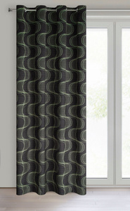 Velvet Pola Curtain 140 x 250 Sash Black+Green