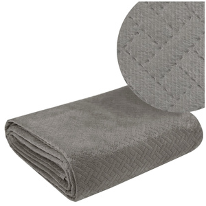 200 x 220 Quilted Velvet Bedspread Luiz5 Beige