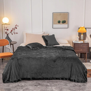 Blanket 200 x 220 Microfiber Frill Ruffly Black