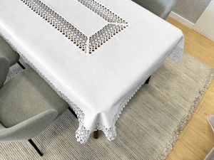 Stain-Resistant Tablecloth 110 x 160 with Lace 2017 White