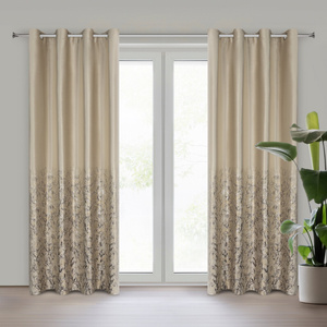 Curtain 140 x 250 Velvet Eyelets Tori Beige