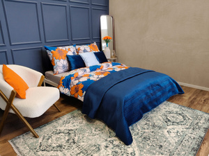Sofia Velour Bedspread 230 x 260 Navy Blue