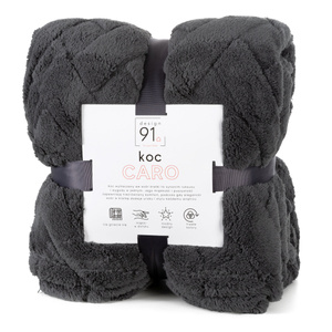 Blanket 170 x 210 Plush Herringbone Caro Steel