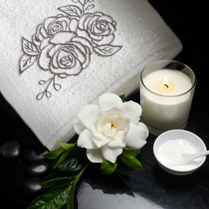 Towel Set 3pcs. Rosalia 380 White+Black