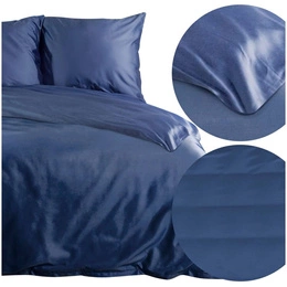 Bedding 220 x 200 3pc Satin Nova3 Navy Blue