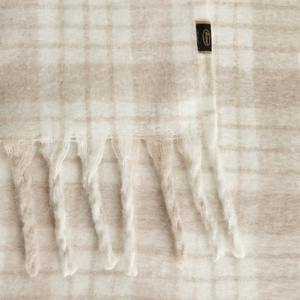 Mohair Blanket 130 x 170 with Fringes Mohair 8 Beige+K