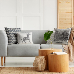 Geo Decorative pillowcase 45 x 45 Steel+Beige