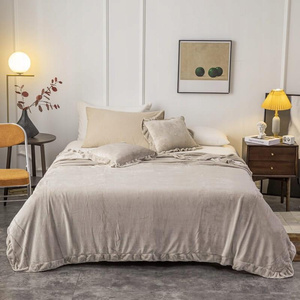 Blanket 150 x 200 Microfiber Frill Ruffly Beige