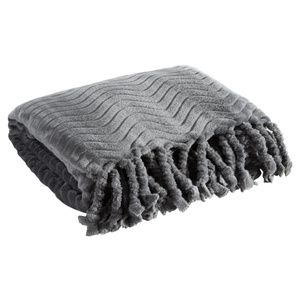 Blanket 150 x 200 Microfiber with Fringes Emma Steel