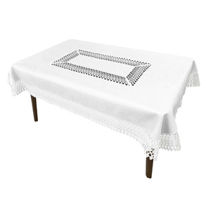 Stain-Resistant Tablecloth 110 x 160 with Lace 2017 White