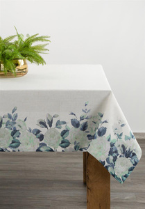 Tablecloth 140 x 300 Decorative Natu8 White+Green
