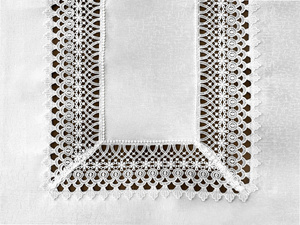 Stain-Resistant Tablecloth 110 x 160 with Lace 2017 White