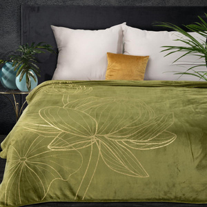 Blanket 150 x 200 Plush Lili4 Olive + Gold