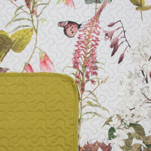 Bedspread 200 x 220 Quilted Rosa White+Green