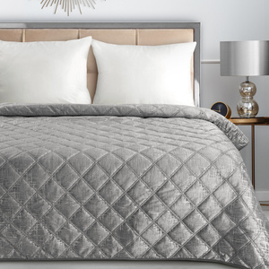 Quilted Velvet Bedspread 220 x 240 Blink6 Silver