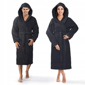 Unisex Hooded Cotton Robe XS Graphite