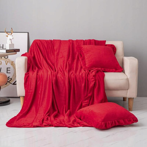 Blanket 150 x 200 Microfiber Frill Ruffly Red