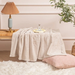 Plush 150 x 200 Microfiber Willy Beige Blanket