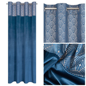 Curtain 140 x 250 Decorative Drawstring Agnes Navy Blue