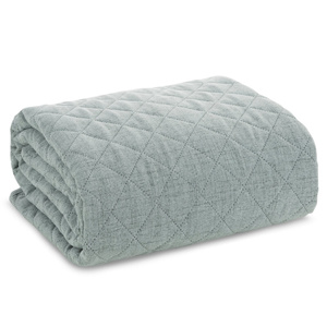 Bedspread 220 x 240 Quilted Linen1 Mint