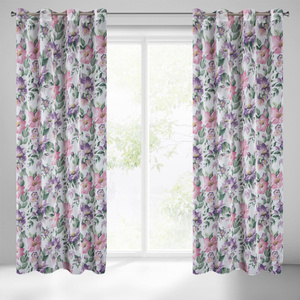 Curtain 135 x 250 Decorative Ready Iris White+Pink