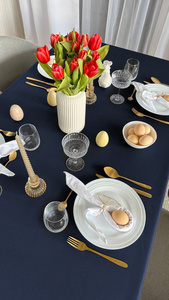 Tablecloth 140x340 Stainproof Classic Savio Navy Blue