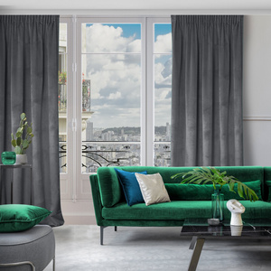 Decorative Curtain D91 Rosa On Tape 140 x 270 Graphite