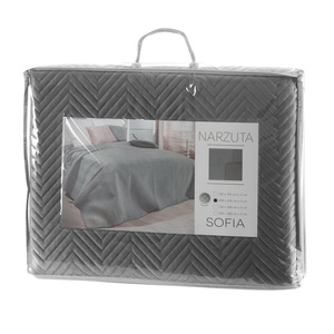 Sofia Graphite Decorative Velour Bedspread 220 x 240