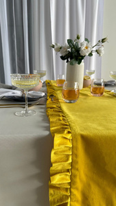 Table Runner 40 x 180 Decorative with Ruffles Ligia 03