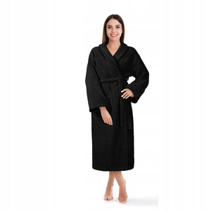 Hotel Bathrobe Cotton Terry Unisex S/M Black