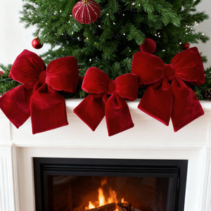 Holly Bow 01 29 x 33 Christmas Velour Bow