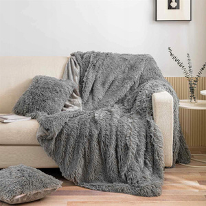 70 x 150 Italian Fur Yeti Grey Blanket