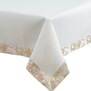 Tablecloth 85 x 85 Decorative Rose pattern 023 White+Gold