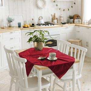 85 x 85 Decorative Velvet Soft Red Tablecloth