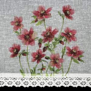 Curtain 60 x 150 Decorative Ready-made Isa White+Bordo