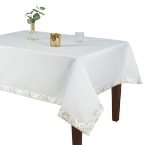 Tablecloth 120 x 120 Decorative Rose pattern 023 White+Silver