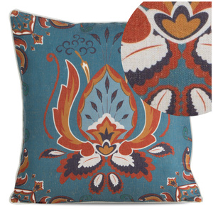 Decorative Linen 11 Turquoise+Poma pillowcase 45 x 45