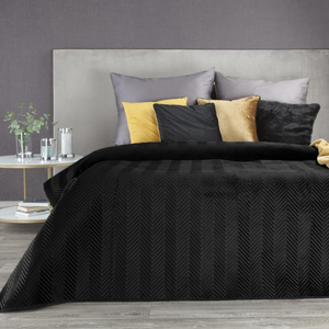 Sofia Black Decorative Velour Bedspread 220 x 240