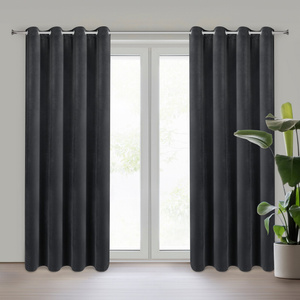 Curtain 140 x 250 Decorative Velvet Nita Black