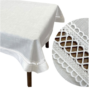 Stain-Resistant Tablecloth 140 x 260 with Lace Nela 549