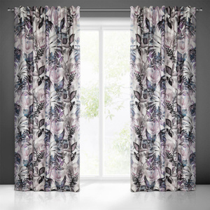 Curtain 135 x 270 Decorative Tape Lily White+Fiol