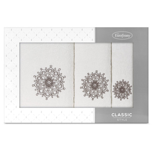 Towel Set 3pcs. Rosette 380 White+Graphite
